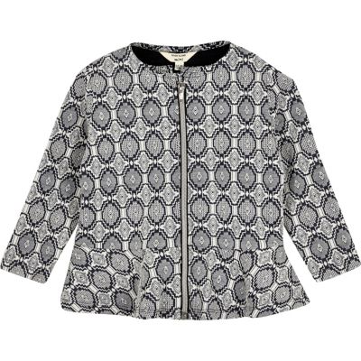 Mini girls navy geometric print jacket
